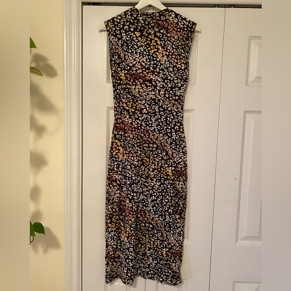 Anthropologie NWT Grey State Chiara Dress Diagonal Animal Print Midi size XS Pet - Picture 4 of 16